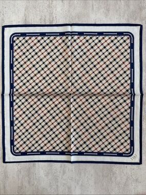 Men's Plaid Pocket Square with Navy Border - Daks